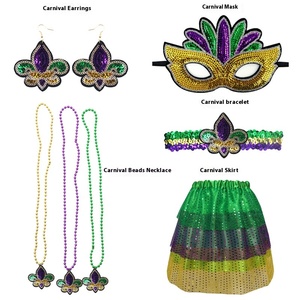 Conjunto de Disfraz Morado y Dorado Transpirable y Ecológico para el Carnaval de Mardi Gras, Diadema de Plumas, Collar de Cuentas, Vestido de <span class=keywords><strong>Tul</strong></span> para Fiesta - Product Image 4