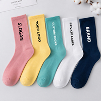 Chaussettes en coton mi-mollet avec logo personnalisé, chaussettes en coton tricoté doux et respirant pour la course à pied, la salle de sport, le quotidien, les occasions décontractées, chaussettes de sport unisexes
