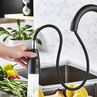 Robinet de cuisine moderne à tirette en acier inoxydable Robinet de cuisine domestique résistant aux éclaboussures avec noyau de valve en céramique pour lavabo et évier
