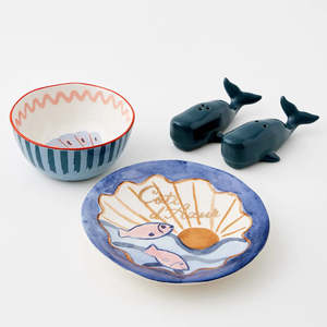 Salière et poivrière en céramique vintage Blue Sea Life 2 "Set - Product Image 3