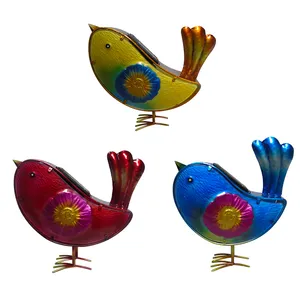 Glass Art Sculptures Solar Garden Statues Glass Bird Decor Solar Lights