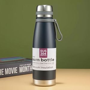 Bouteille isotherme portable en acier inoxydable de 650 ml pour boissons gazeuses, maintien au chaud 24h+, avec boucle de transport, idéale pour le sport - Product Image 2