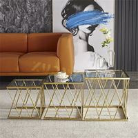 Meubles de salon Xuanzhen Table basse à bas prix Table centrale d'extrémité minimaliste 3 pièces Table d'appoint en verre moderne de luxe à vendre