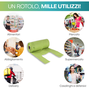 Sacs de courses détachables 1kg Biodégradables Compostables Verts 24+12x40 Taille 1920 Unités - Product Image 5