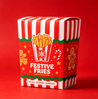 Sacs et boîtes d'emballage en papier personnalisés pour la vente à emporter de Noël, contenants alimentaires imprimés avec logo pour la restauration rapide, hamburgers, frites, beignets, gâteaux