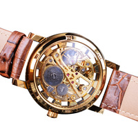 WINNER Montres Homme Luxe Rétro Cadran Ajoué Design Mode Chiffres Romains Montres-Bracelets Mécaniques pour Homme Montre Automatique Reloj