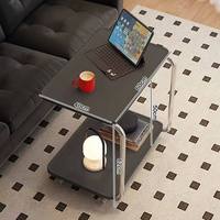 Table d'appoint roulante double couche blanche avec rangement latéral, cadre en métal chromé, plateau mobile sur roulettes, table d'appoint de canapé minimaliste multifonctionnelle