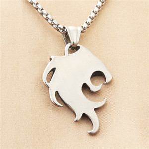 Men's Stainless Steel <b>Wolf</b> Head Pendant <b>Necklace</b> Retro Punk Style Animal Shape Geometric Design 190115 - Product Image 2