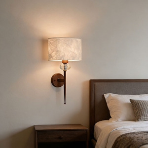 Lampe murale simple et moderne avec cadre en fer et abat-jour en <span class=keywords><strong>lin</strong></span> Tyvek, avec bras flexible réglable pour la lecture au chevet, la décoration de chambre d'hôtel - Product Image 1