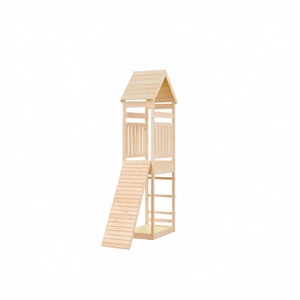 Maisonnette en bois massif avec mur d'escalade et structure en bois - Finition non traitée pour utilisation en extérieur dans la cour, pour enfants de 3 à 8 ans - Product Image 3