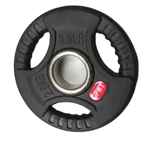 Manufacturers Wholesale Weight Plates Black Rubber Coated 3 Holes Barbell Discs Weightlifting Barbell Plates For Gym