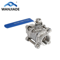 Vanne à bille en acier inoxydable 304 à filetage 3 pièces 3Q11F-16P 3 pouces à passage intégral à filetage interne, type lourd pour l'eau et l'huile.