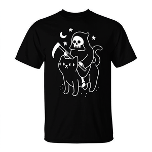 Camiseta Grim Reaper Death Rides A Cat, color negro, unisex, talla para adultos M L XL XXL - Product Image 2