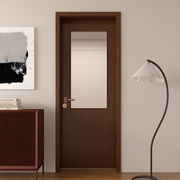 Porte intérieure en bois sur mesure avec panneau en verre trempé pour chambre, hôtel, appartement, avec graphismes de porte personnalisés