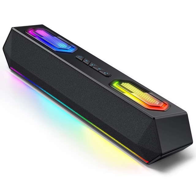 40W Computer Speakers Bluetooth 5.3 USB-C Digital Audio Soundbar with RGB Lighting Custom EQ Software for Gaming Desktop Laptop