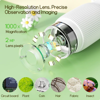 Children's Portable Mini Digital Microscope 1000x Magnification 2-inch Screen 8 LED