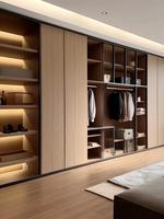 Grand meuble de garde-robe moderne en bois massif personnalisé avec coiffeuse portable réglable pour hôtel, maison ou chambre à coucher