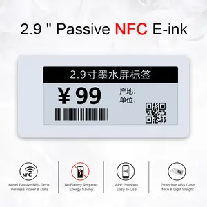 2.9 인치 NFC 카드 배터리 없는 초박형 디지털 가격표 E 잉크 ESL 전자 선반 라벨