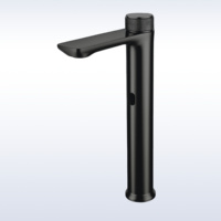 Mitigeur de lavabo intelligent sans contact à trou unique, design contemporain, avec capteur automatique, finition chromée, en acier inoxydable, double commande