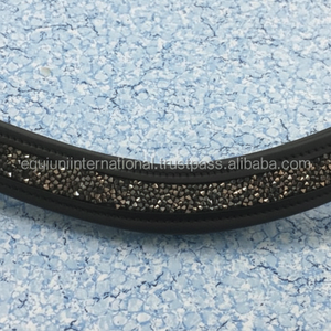 สายคาดศีรษะม้าแบบมีฟองน้ำบุอย่างดี ประดับกลิตเตอร์สีเข้ม พร้อมกระดุมแป๊ก ปิดสนิท สวมใส่สบาย อุปกรณ์เสริมสำหรับขี่ม้า - Product Image 1