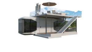 Casa contenedor de cápsula espacial moderna 40ft C70 en China Casa de cápsula de aluminio prefabricada - Product Image 2