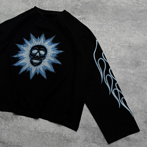 T-Shirt a Maniche Lunghe Stile Punk Personalizzata, Felpa di Alta Qualità in Cotone Stampato, Produttore di Abbigliamento Personalizzato OEM - Product Image 2