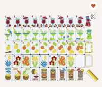 Jeu de Mahjong américain sur le thème des stations balnéaires tropicales, tuiles en acrylique blanc avec motifs de tasses Tiki cocktail fraise, tuiles de Mahjong américaines