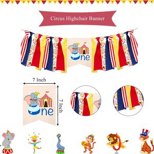 Kit de Decoración para Primer Cumpleaños con Temática de Circo y <span class=keywords><strong>Carnaval</strong></span>, para Baby Shower de Niños y Niñas, Artículos para Fiestas de Animales con Arpillera Colorida - Product Image 3