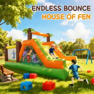 Nouvelle structure gonflable sur le thème de la jungle, château gonflable en PVC, parc de trampolines, toboggan gonflable <span class=keywords><strong>pour</strong></span> enfants, parc d'attractions extérieur - Product Image 2
