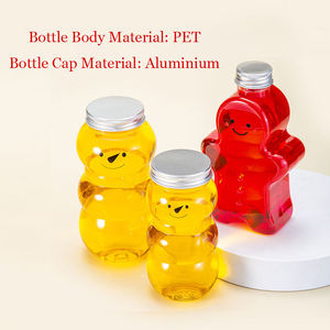 Personalizable 350ml 500ml Botellas de agua para mascotas Tapa de aluminio Forma de oso lindo Botellas de jugo de fruta de plástico - Product Image 3