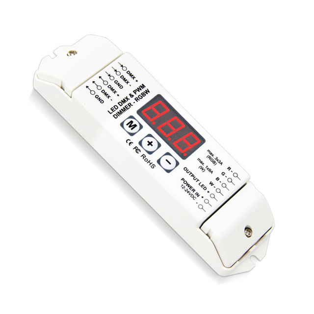 Independent 4-way DMX Signal Decoder DMX512/1990 to 0-10V PWM 5V 10V DMX512 Converter Driver Controller DC 12V 24V 10mA 20mA 4CH