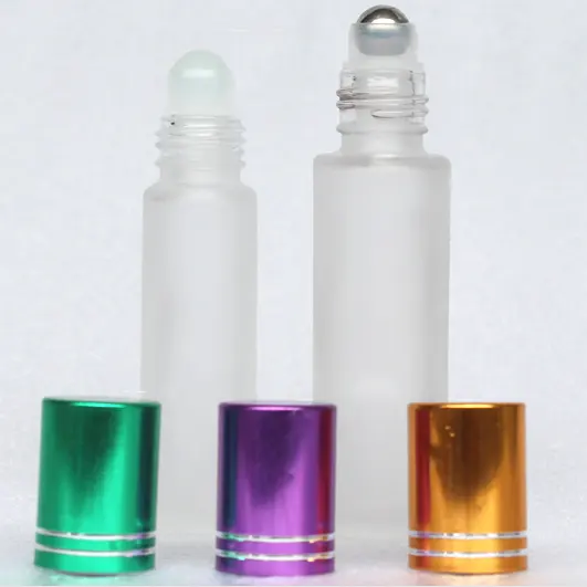 10ml şeffaf cam buzlu top şişe paslanmaz çelik bilye yağ parfüm dudak parlatıcısı ruj tükenmez şişe flakon konteyner