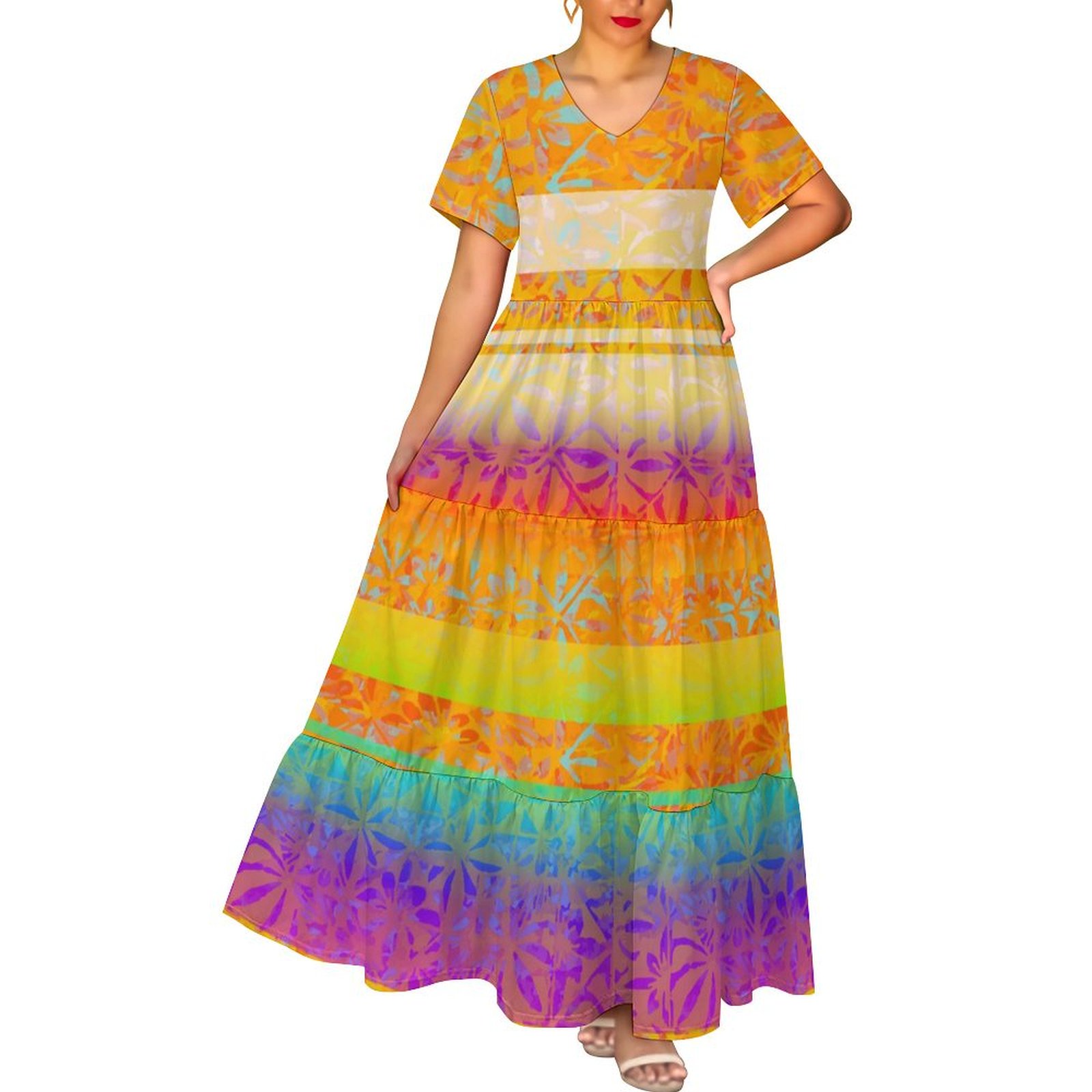 white christmas dresses Midnight Blue Tapa Muumuu Dress with Velvet Collar / MR144 XL main image 1