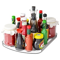 Boîte de rangement rotative à double niveau en plastique pour réfrigérateur avec plateau antidérapant à 360 degrés, support mural pour épices de cuisine