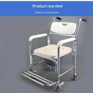 Silla de Ruedas con Inodoro 3 en 1, Taburete de Aluminio para Inodoro, Equipo de Rehabilitación, Silla de Baño con Ruedas - Product Image 3