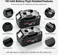 Paket Baterai Lithium Ion 18V 6AH Solid-state Isi Ulang untuk Penggantian Baterai Lithium Alat Tenaga Tanpa Kabel Tersedia di Stok