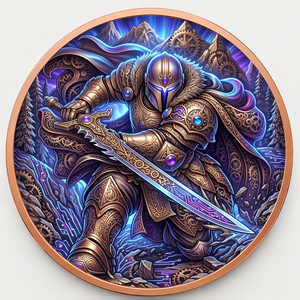 Moneta in Rame Puro 999 da 5 oz, a tema Armatura da Cavaliere Castellano, con Rilievo 3D ad Alta Definizione, Colorazione UV, Finitura Proof-like, Arte del Guerra e del Cavaliere, Artigianato Metallico - Product Image 3