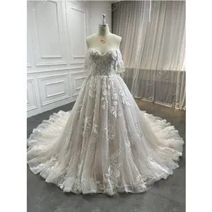 도매 고귀한 신부 공장 오프 숄더 스파클링 볼 가운 웨딩 드레스