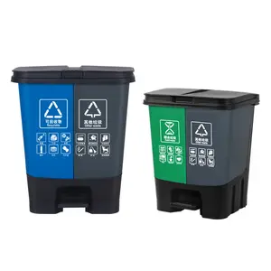 Recycling Garbage Dual Separate Clear Storage Dustbin Trash Can Garbage Waste Dust Bins