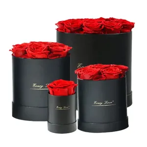 Wholesales Natural Everlasting Rosas Flower In Round Box 7 Pcs Forever Eternal Roses Gift Box For Morthers Day Gift