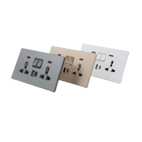 Prise murale en verre trempé avec double prise 16A, 1 USB-A, 1 USB-C, IP22, CE, pour usage hospitalier, adaptateur de type britannique