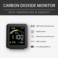 Detector de Calidad del Aire SDA-1, Monitor de CO2/Temperatura/Humedad de Alta Precisión, Sensor NDIR, Alarma Sonora y Luminosa, Batería de Litio de 2400mAh