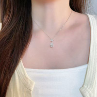 Collier pendentif en or blanc 18 carats avec diamant de laboratoire, breloque simple, goutte de princesse, double diamant, ajustable, bijoux fins pour clavicule