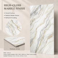 Panneau mural en PVC brillant MORLENX, imitation marbre veiné or blanc ivoire, pour projets hôteliers haut de gamme