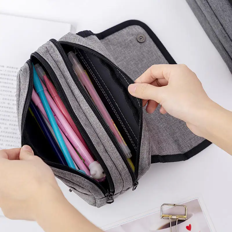 custom cotton canvas school pencil bag creative manufacturer a large zipper jumbo pencil box case with calculator