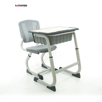 Ensemble bureau et chaise pour étudiant universitaire, hauteur fixe, mobilier scolaire moderne, structure métallique, table d'étude individuelle pour salle de classe