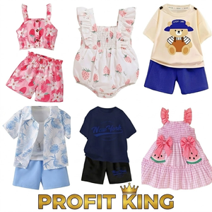 Children's Cotton T-Shirt Sets With Cartoon Prints Summer Outfits For Toddlers <b>Mixed</b> Colors And Designs - Product Image 4