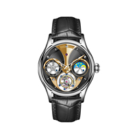 Jam Tangan Mekanik Tourbillon Multifungsi Pria Desain Baru OEM/ODM Hak Cipta, Dual Time/Fase Bulan, Bercahaya, Tahan Air