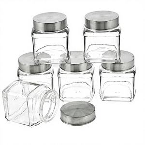 Elegante Tarro de Vidrio Ecológico con Tapa, Forma Cuadrada, Capacidad de 150 ml, Diseño Desmontable para Almacenamiento de Especias y Uso Doméstico - Product Image 1