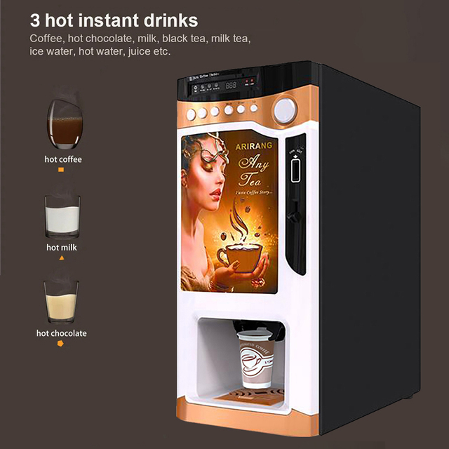 Wholesale Coin Operated Hot Commercial Instant Light Box Fully Automatic Coffee Vending Machine with Autometic Cup Dispenser